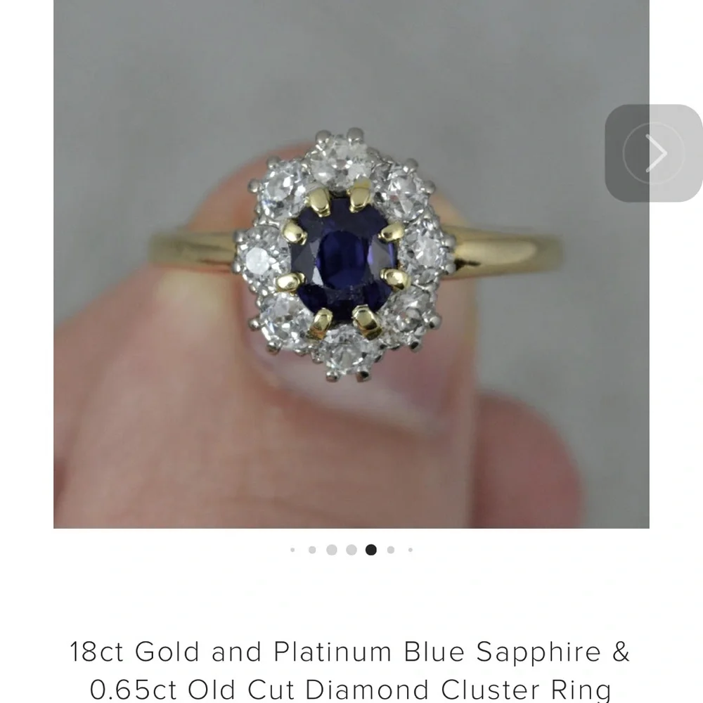 ‼️SALE‼️Authentic Antique Sapphire & Diamond Ring, Platinum & 18K Gold - Picture 6 of 13